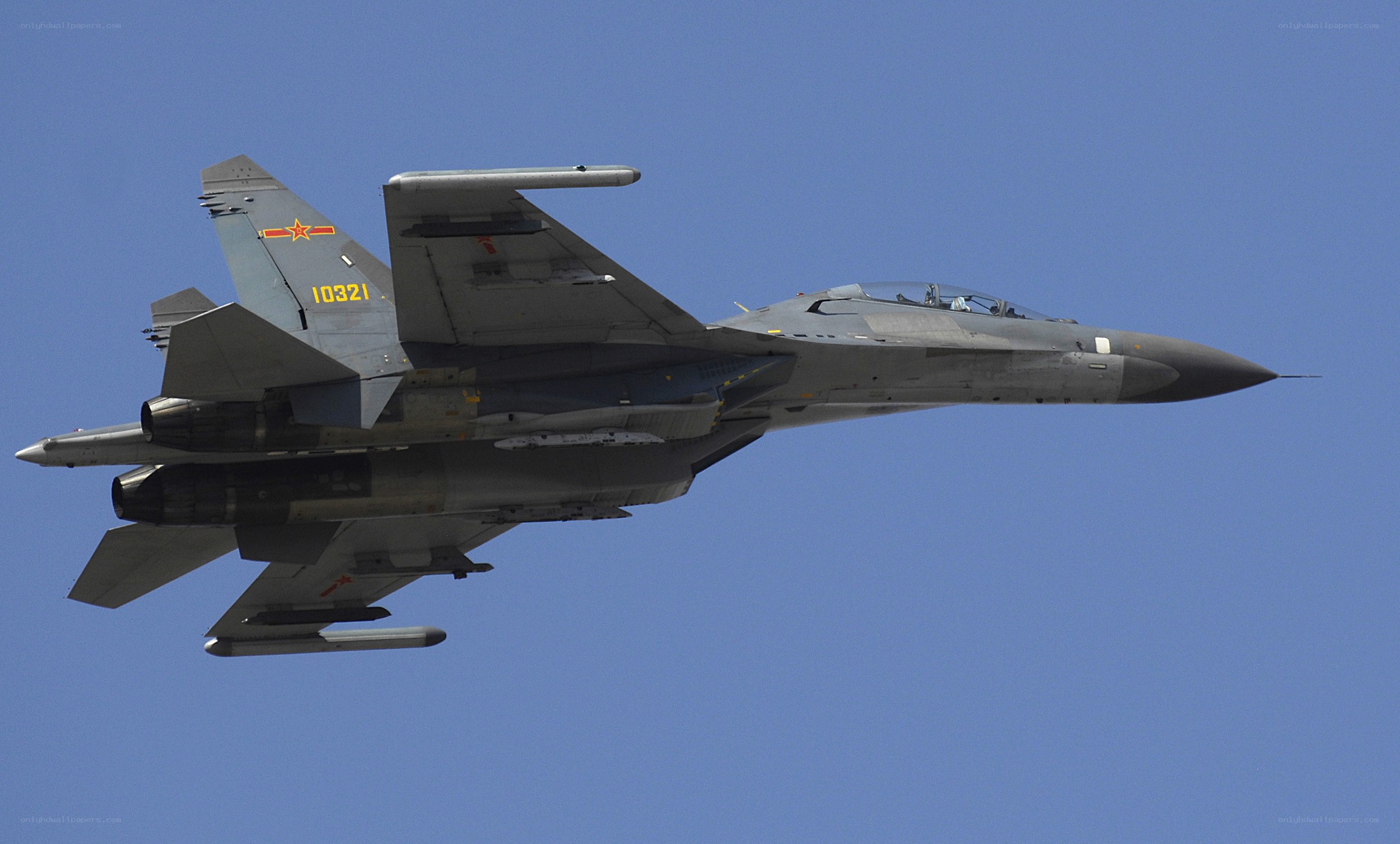 Chinese fighter jet in flight