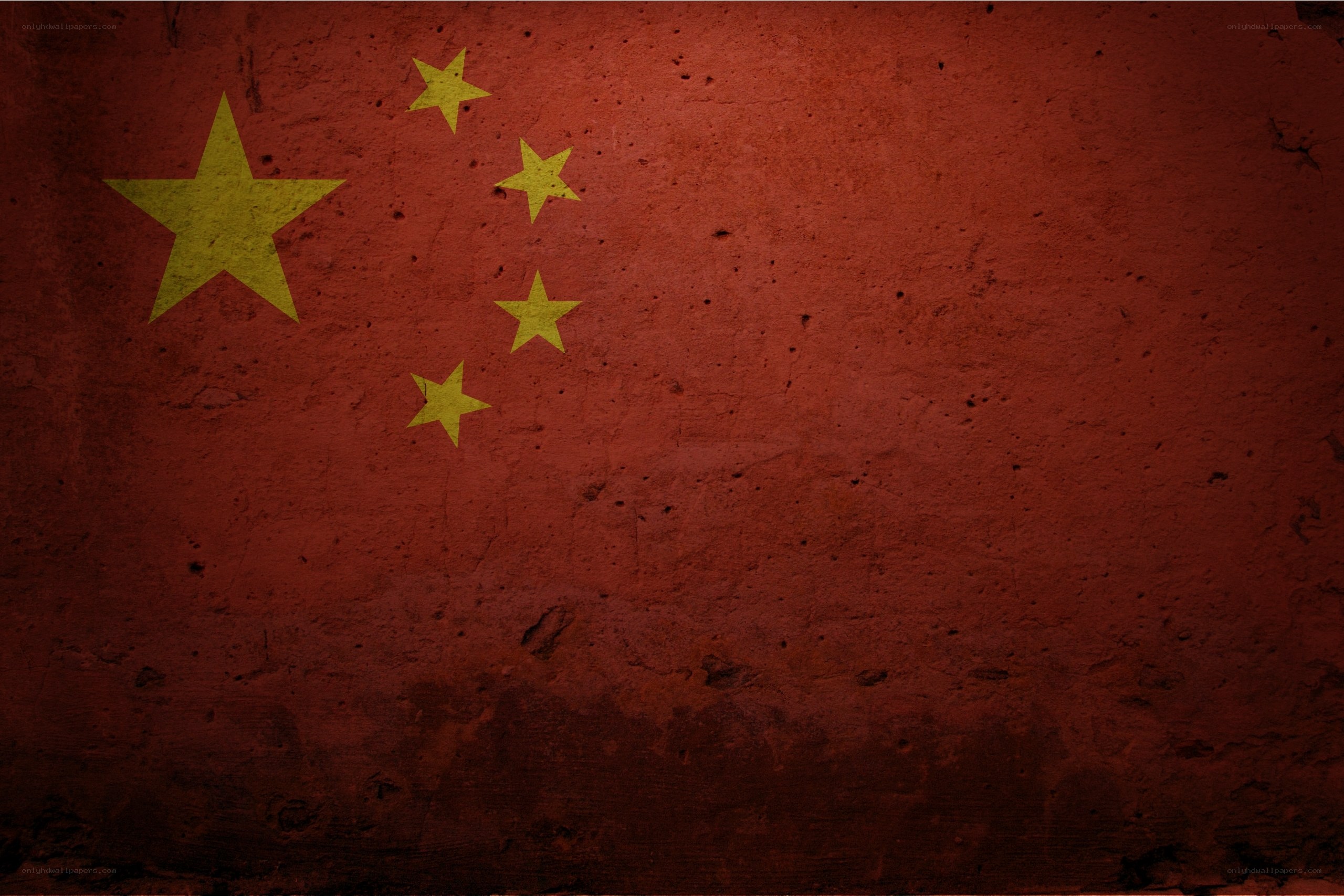 Chinese flag on textured wall