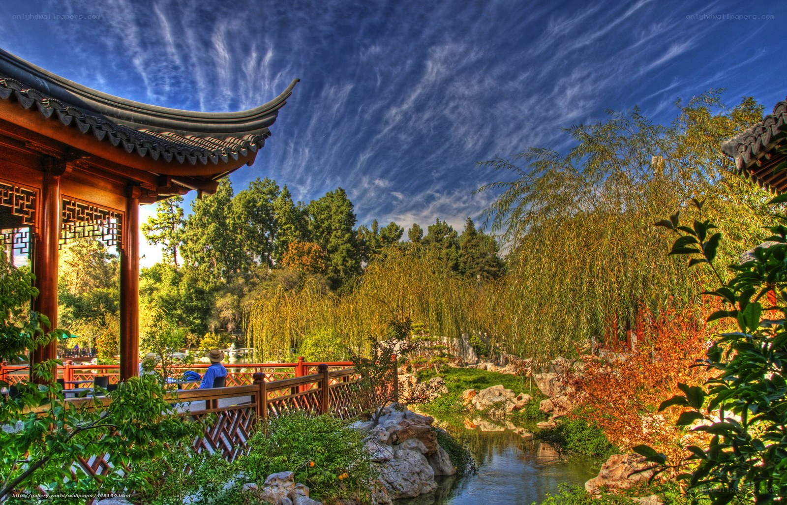 Chinese garden pavilion scene
