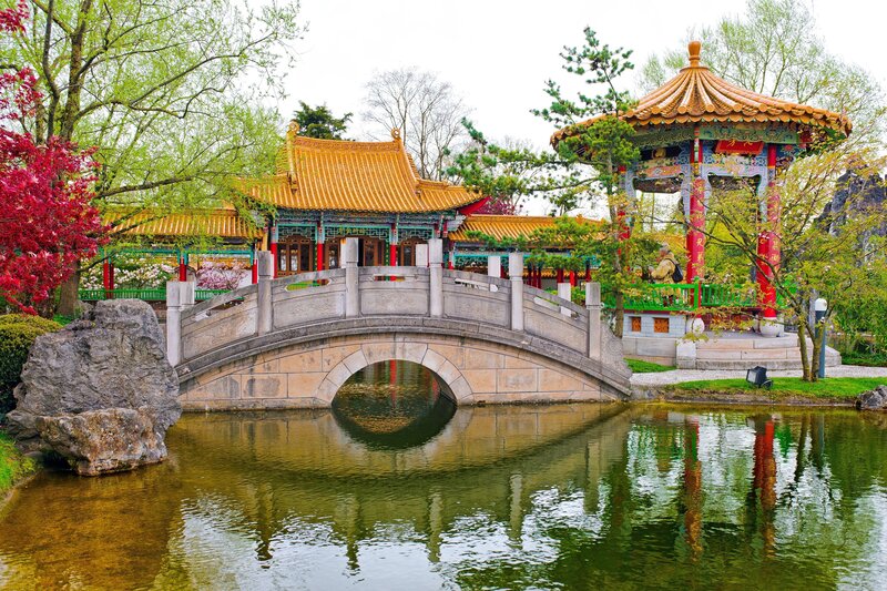 Chinese Garden with Bridge