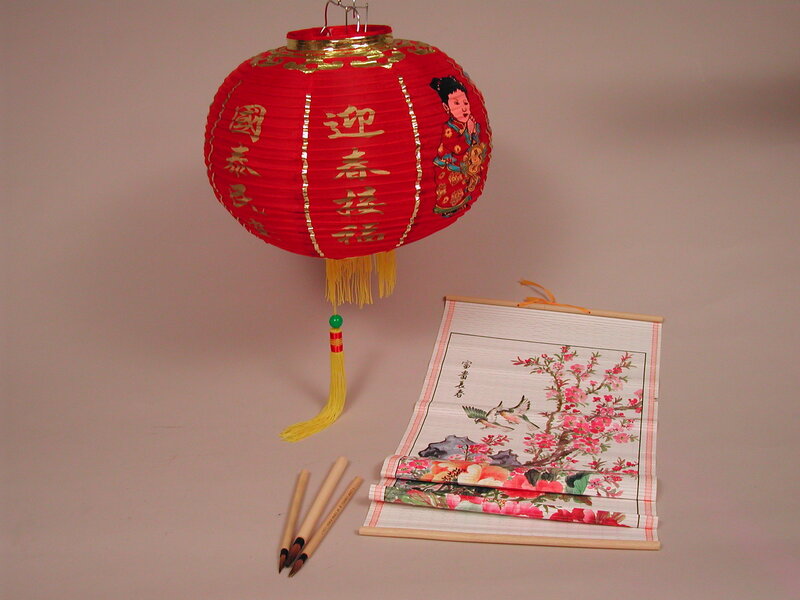 Chinese lantern and scroll
