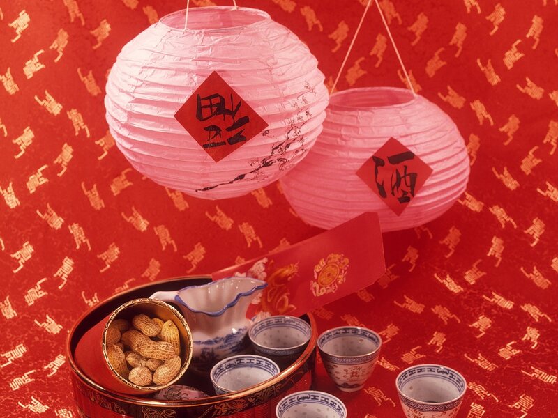 Chinese Lanterns and Tea Set