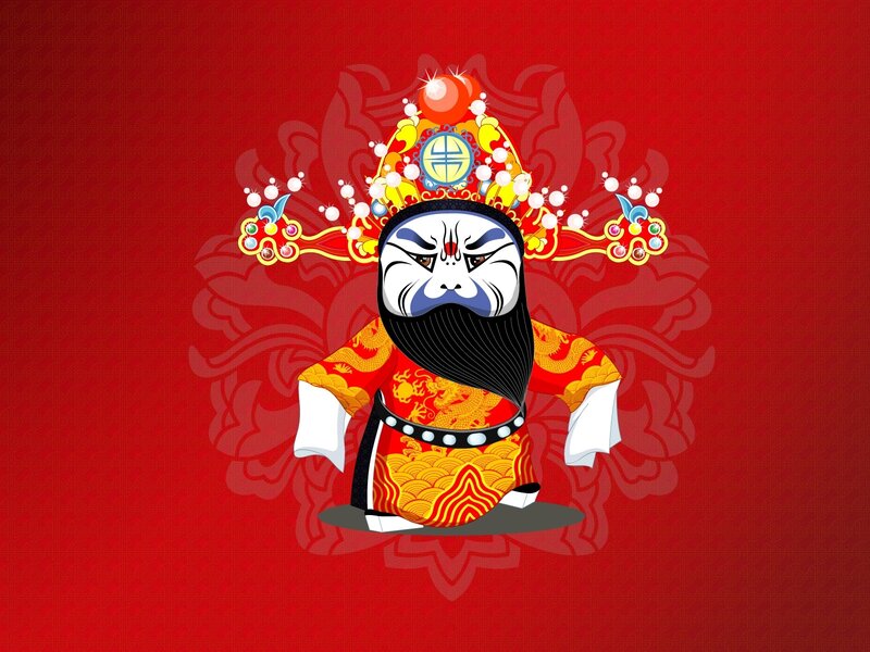 Chinese Opera Character — Red, Dramatic, Digital Art