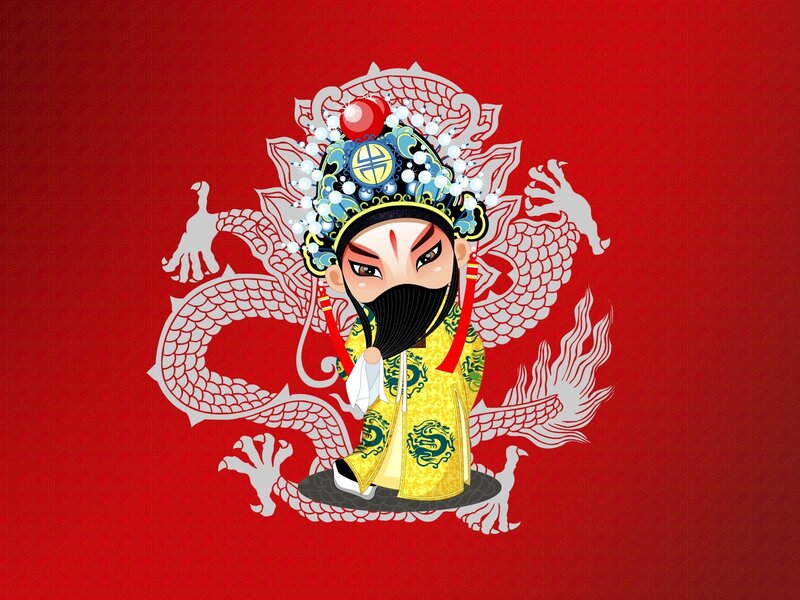 Chinese Opera Character — Red, Dramatic