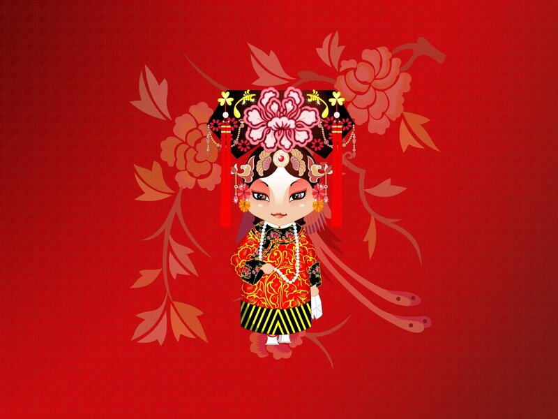 Chinese Opera Character — Red, Festive