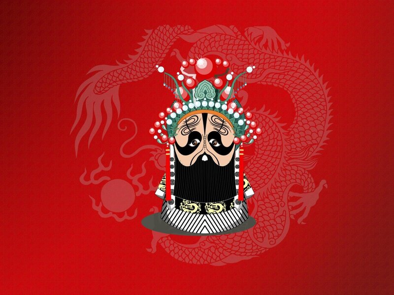 Chinese opera character with dragon