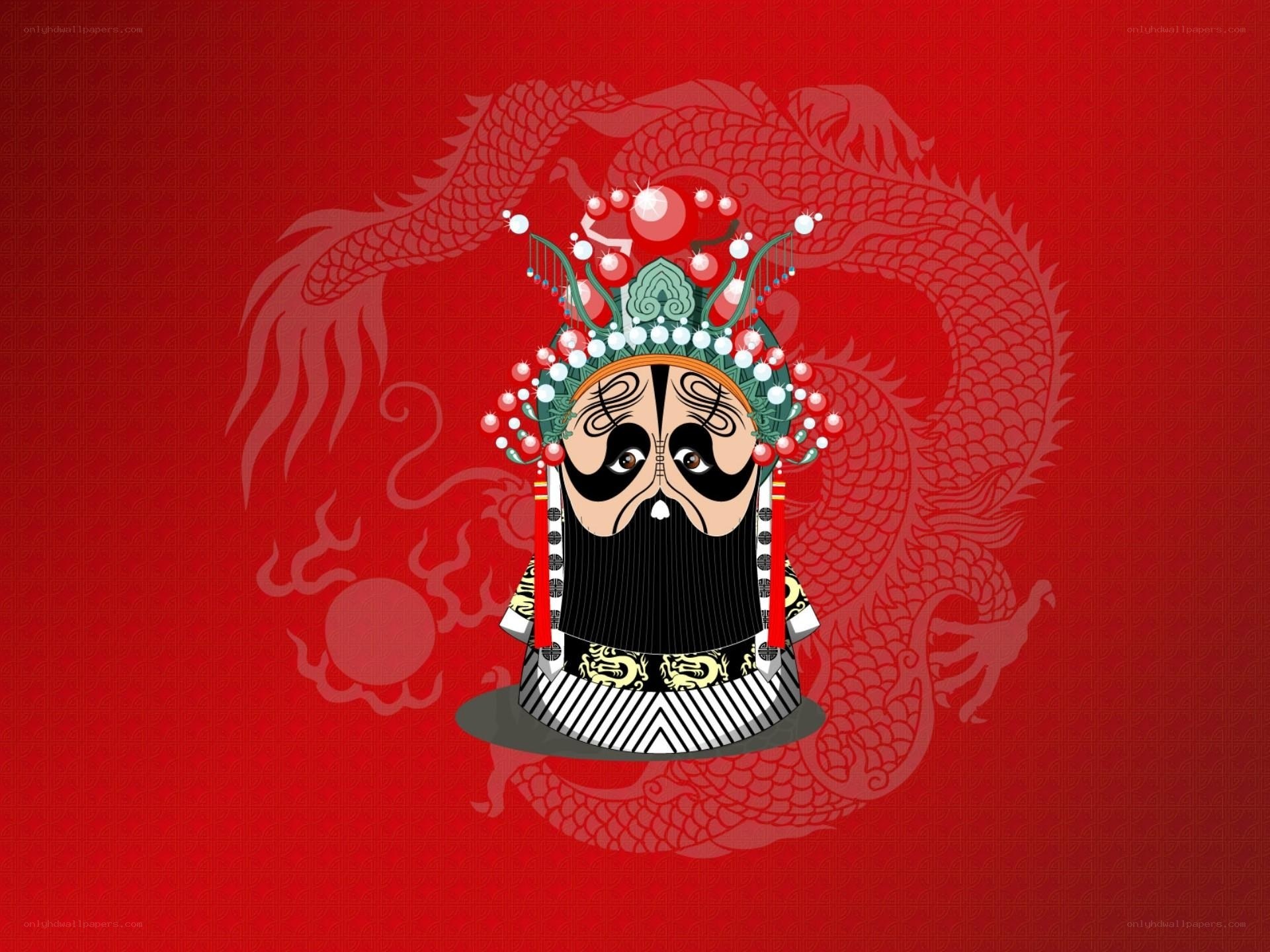 Chinese opera character with dragon