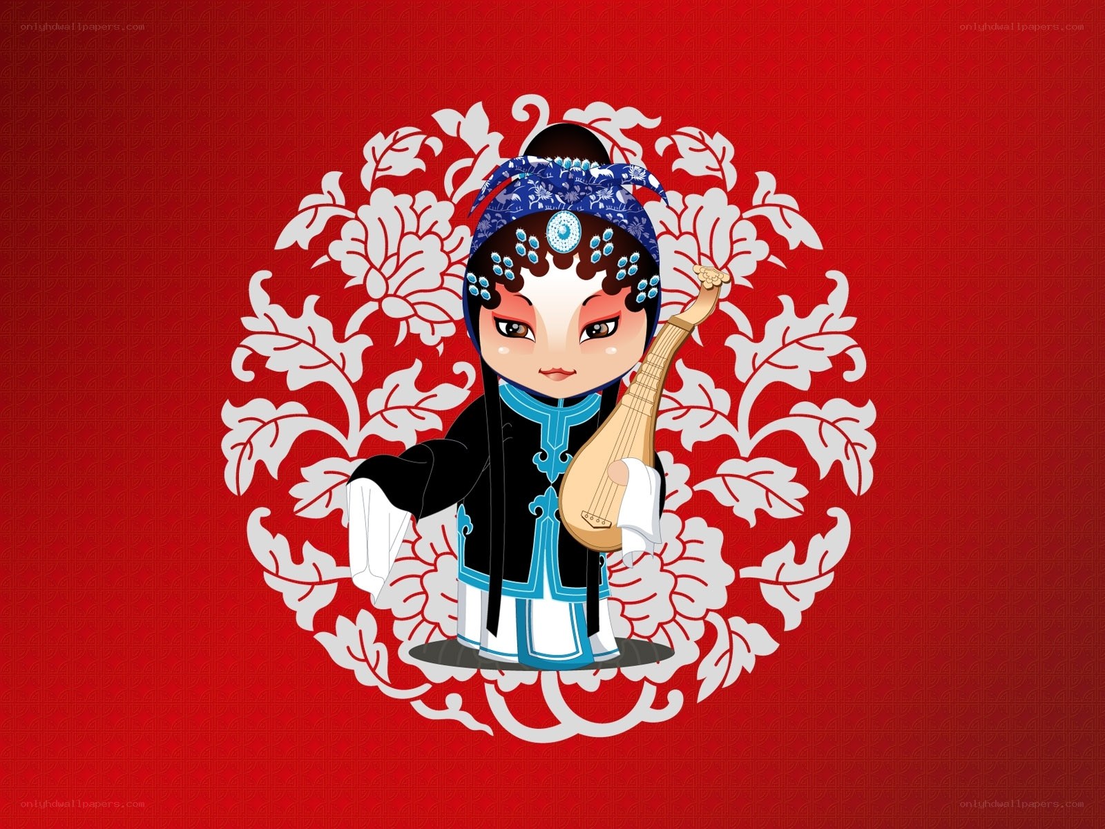 Chinese opera character with pipa