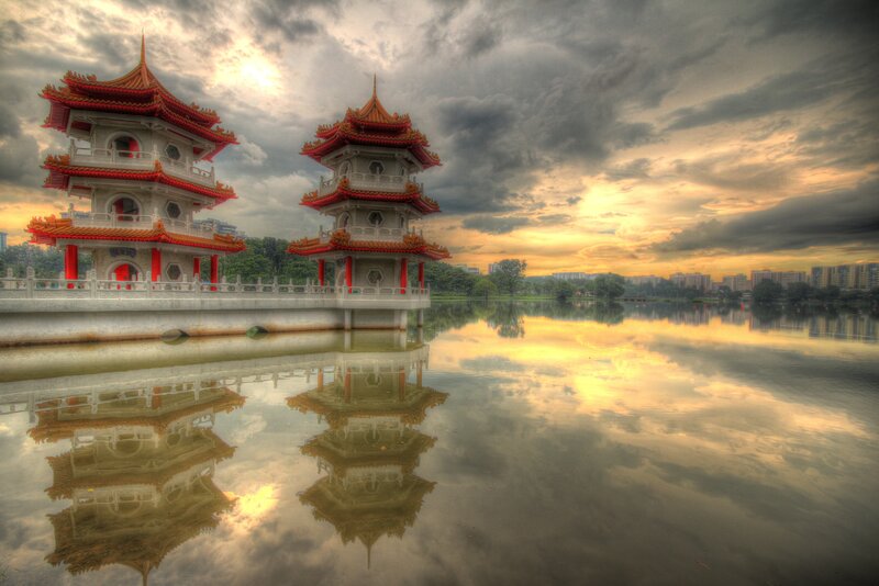 Chinese Pavilions on Lake