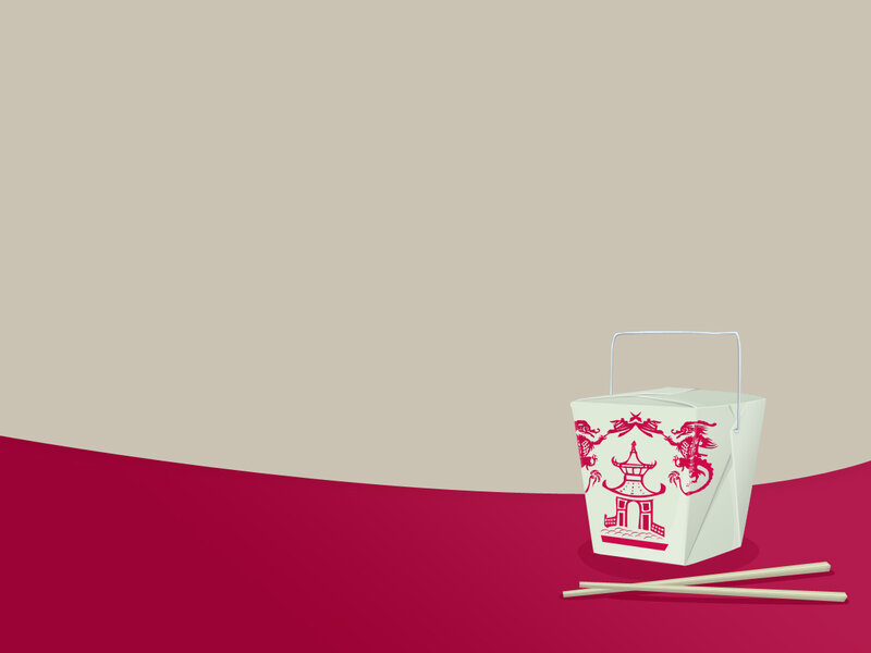 Chinese takeout box and chopsticks
