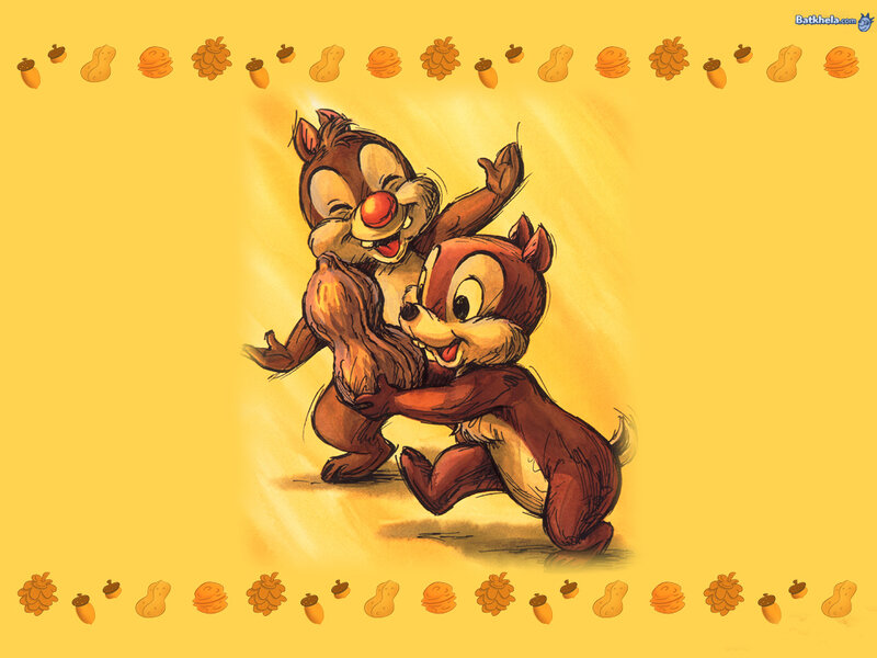 Chip and Dale hugging
