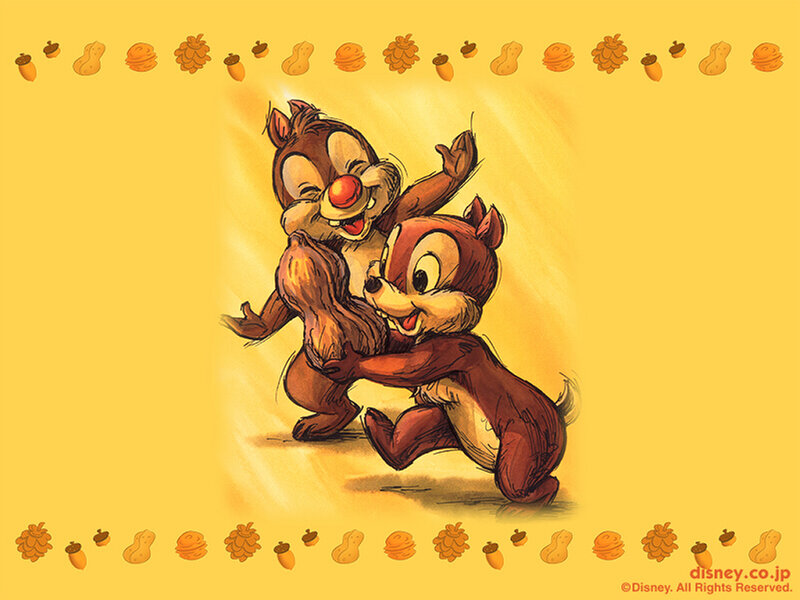 Chip and Dale hugging