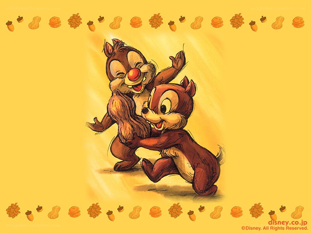 Chip and Dale hugging