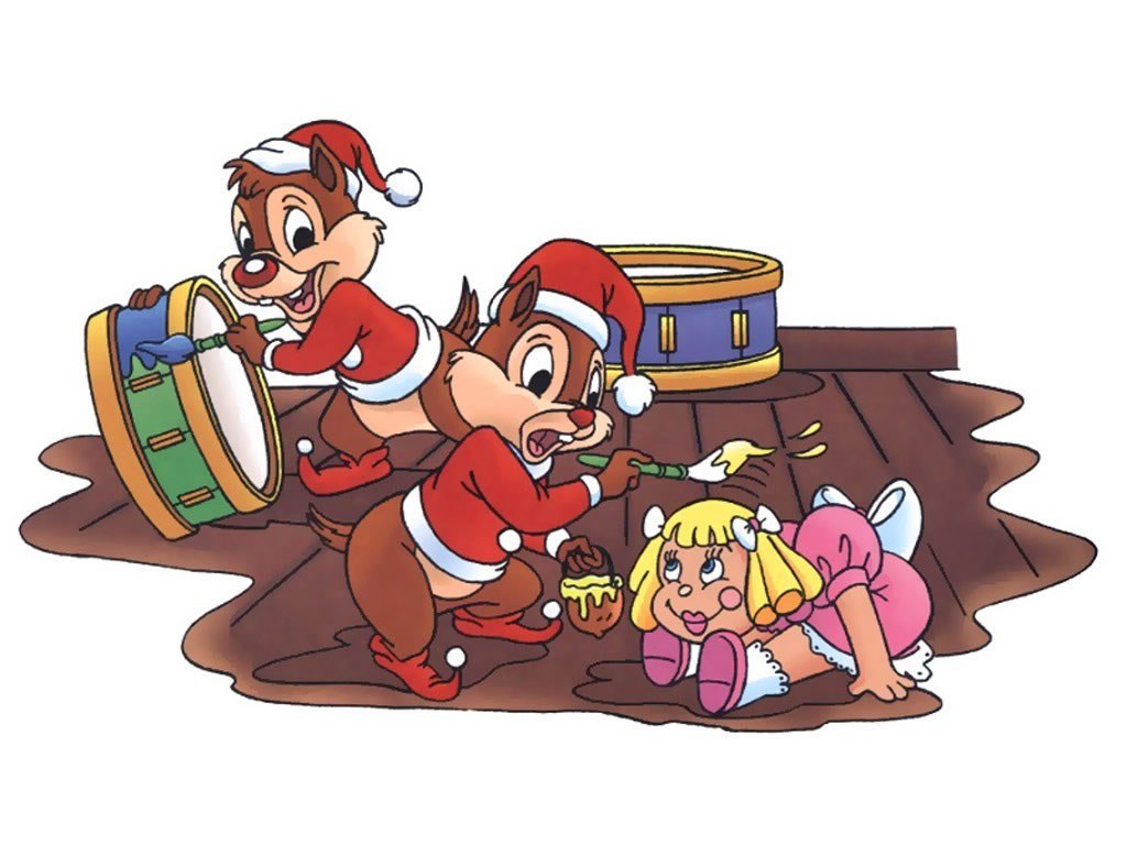Chip and Dale playing drums