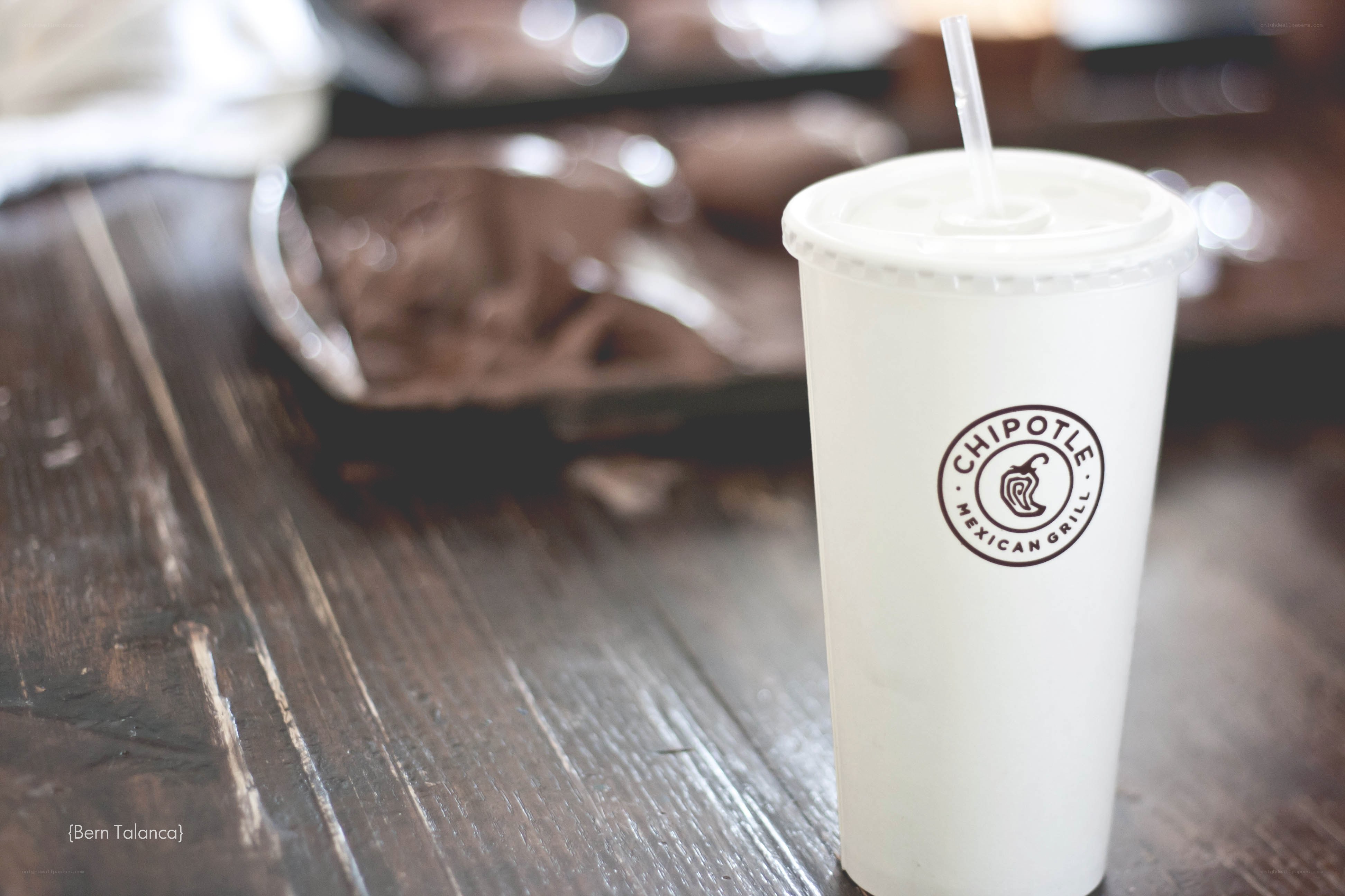 Chipotle drink on wooden table