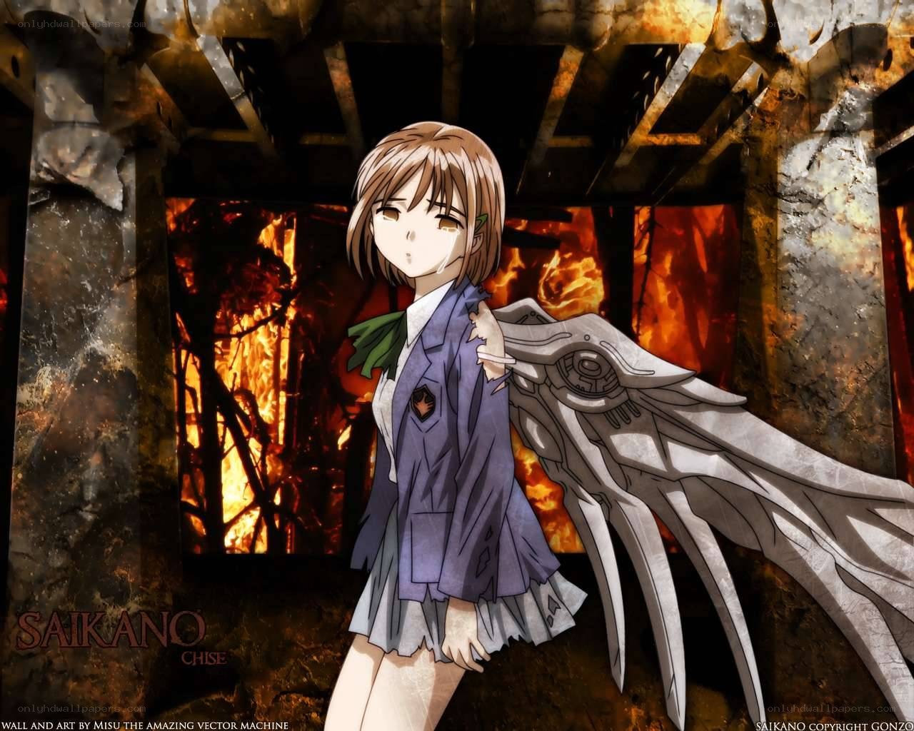 Chise Saikano with mechanical wings