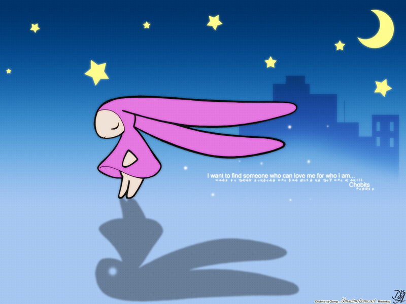 Chobits character in night sky