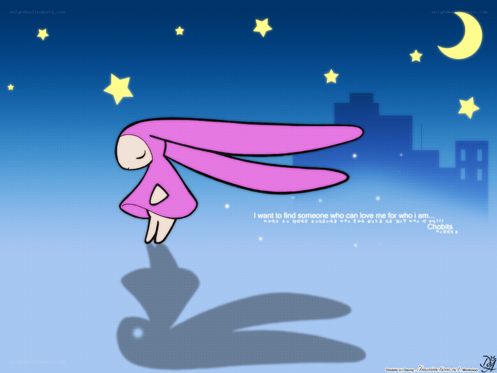 Chobits character in night sky