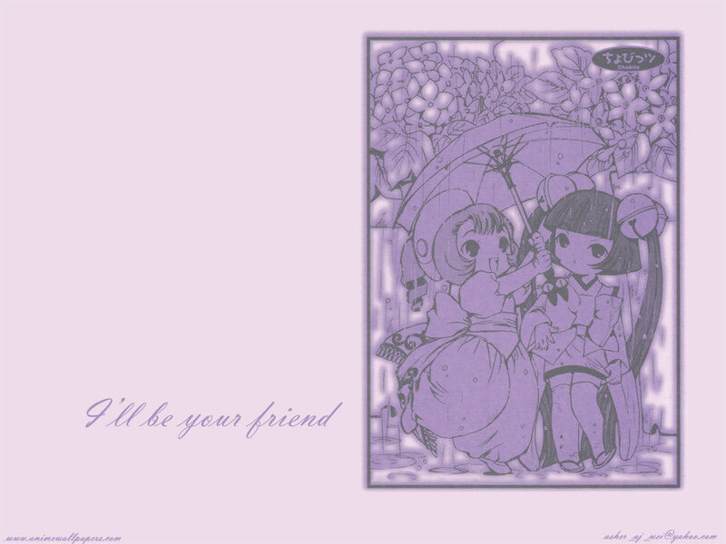 Chobits characters in rain