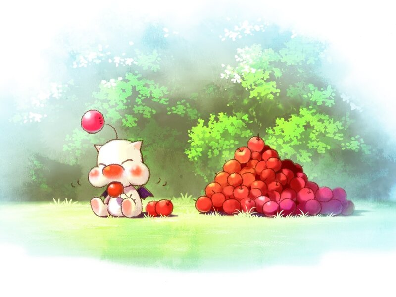 Chocobo Chick Eating Apples