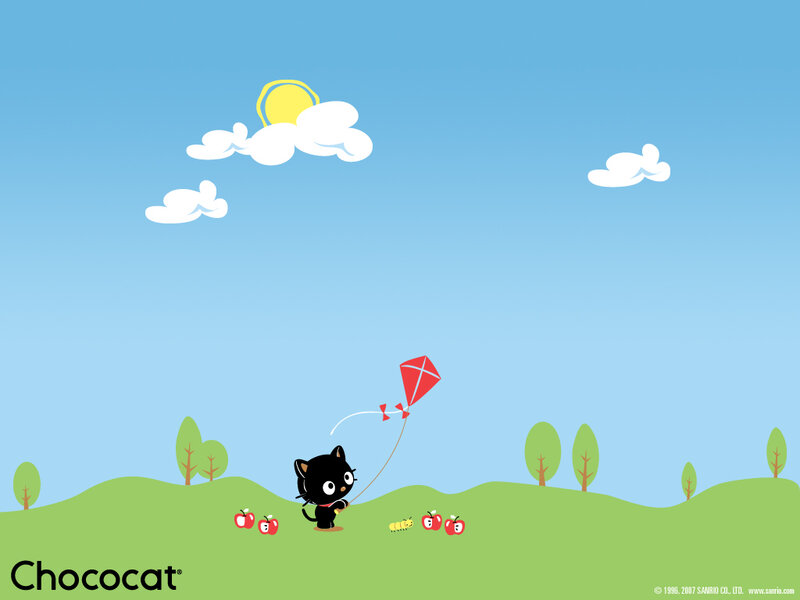Chococat flying a kite
