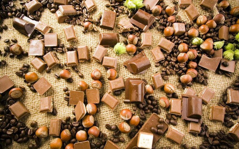 Chocolate and Coffee Beans — Brown, Neutral, Photograph