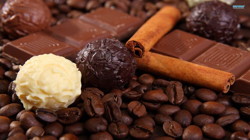 Chocolate and Coffee Beans — Brown, Rich, Photograph
