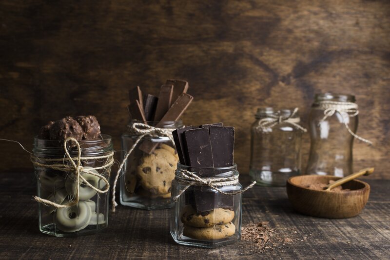 Chocolate and Cookies in Jars