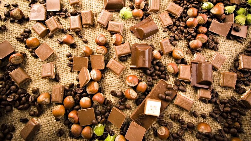 Chocolate and Hazelnuts — Brown, Rich, Photograph, Coffee Beans, Burlap