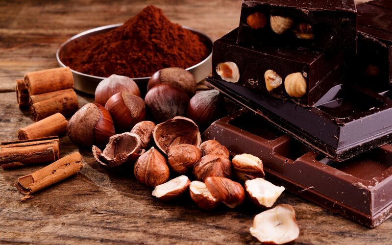 Chocolate and Hazelnuts — Brown, Warm, Photograph