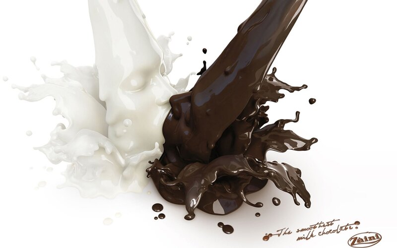chocolate and milk splashing