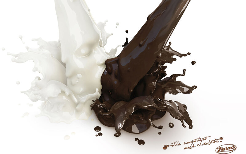 Chocolate and Milk Splashing — White