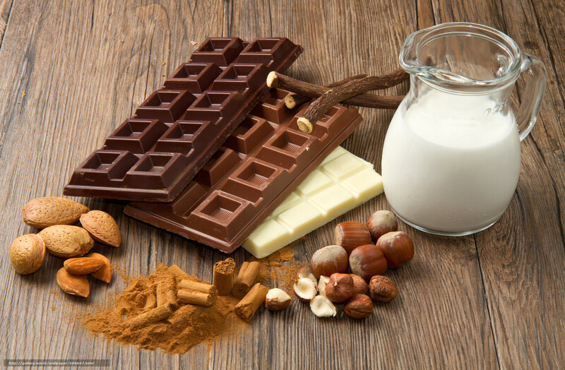 Chocolate and Nuts on Wood — Brown, Calm