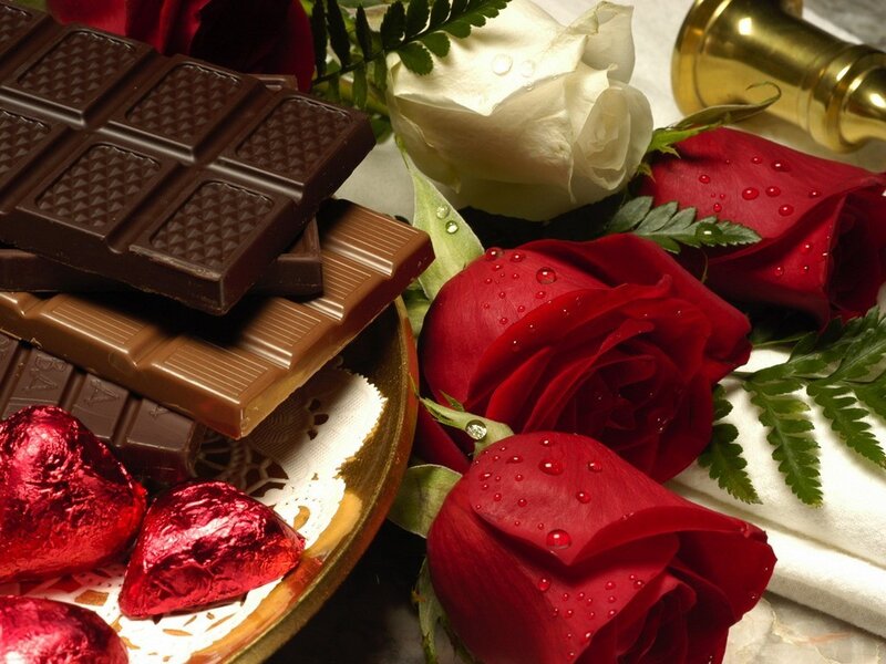 chocolate and roses arrangement