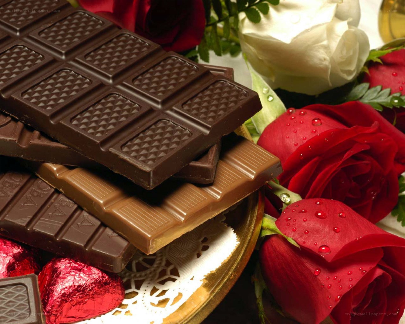 Chocolate and roses arrangement
