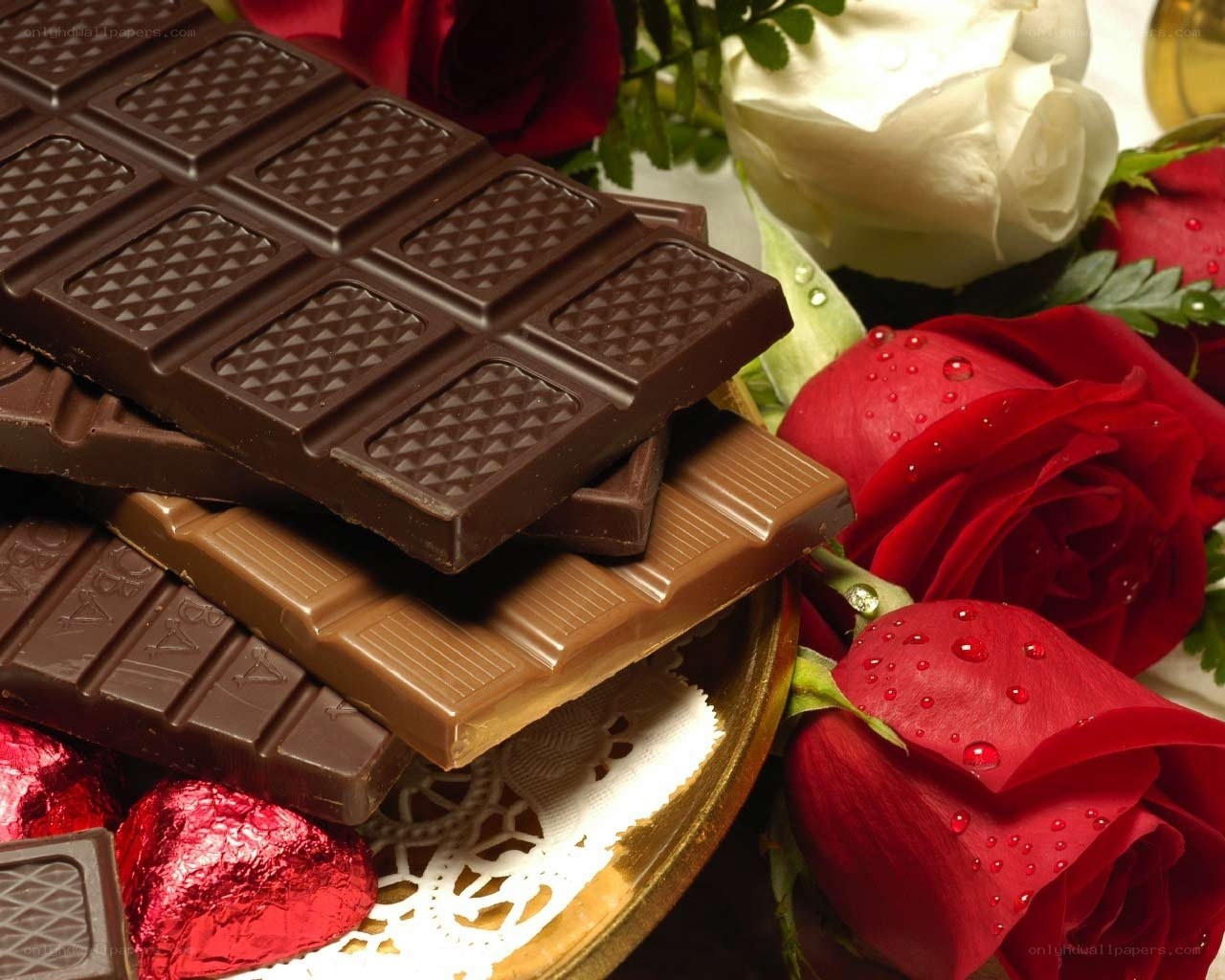 Chocolate and roses arrangement
