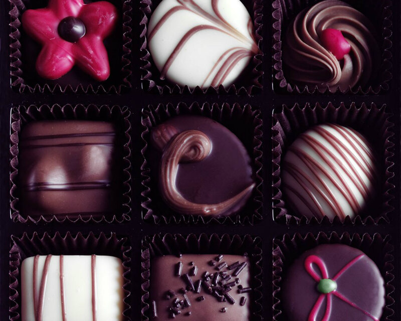 Chocolate Assortment — Brown, Indulgent, Photograph, Flowers
