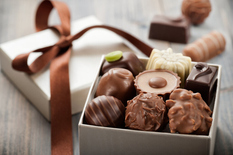 Chocolate Assortment in Box — Brown, Indulgent, Photograph