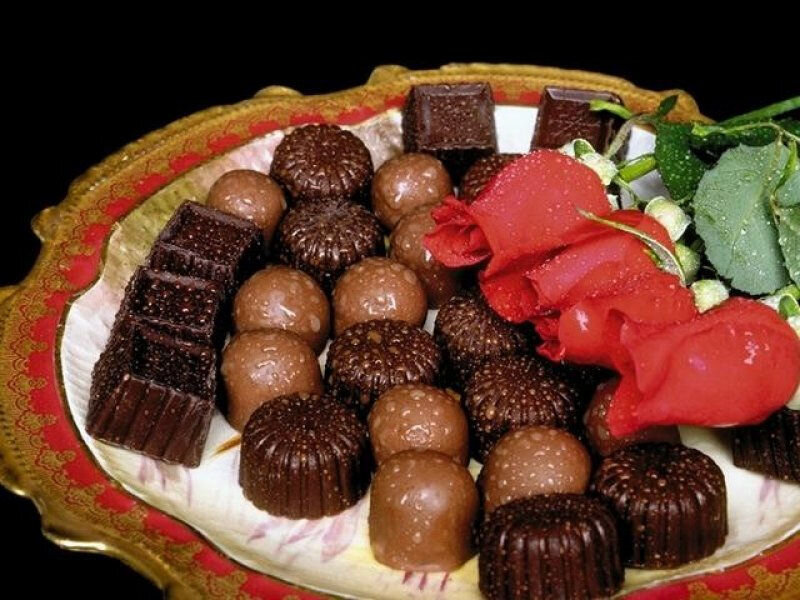 chocolate assortment with rose