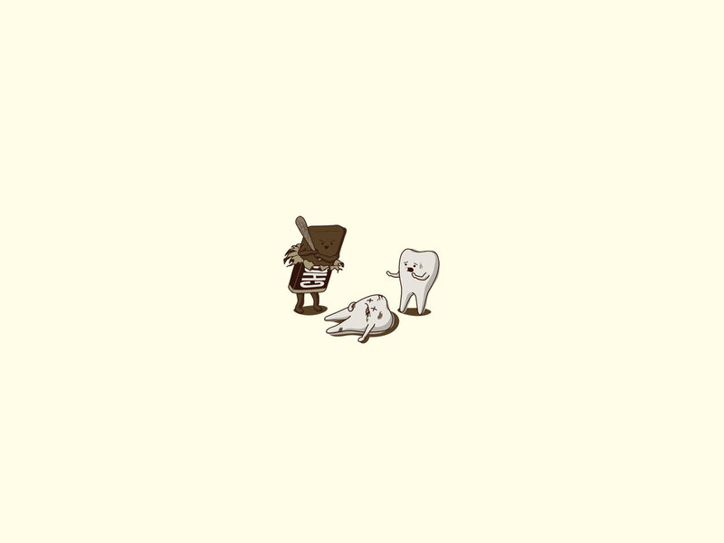 Chocolate Bar Attacking Teeth — Brown