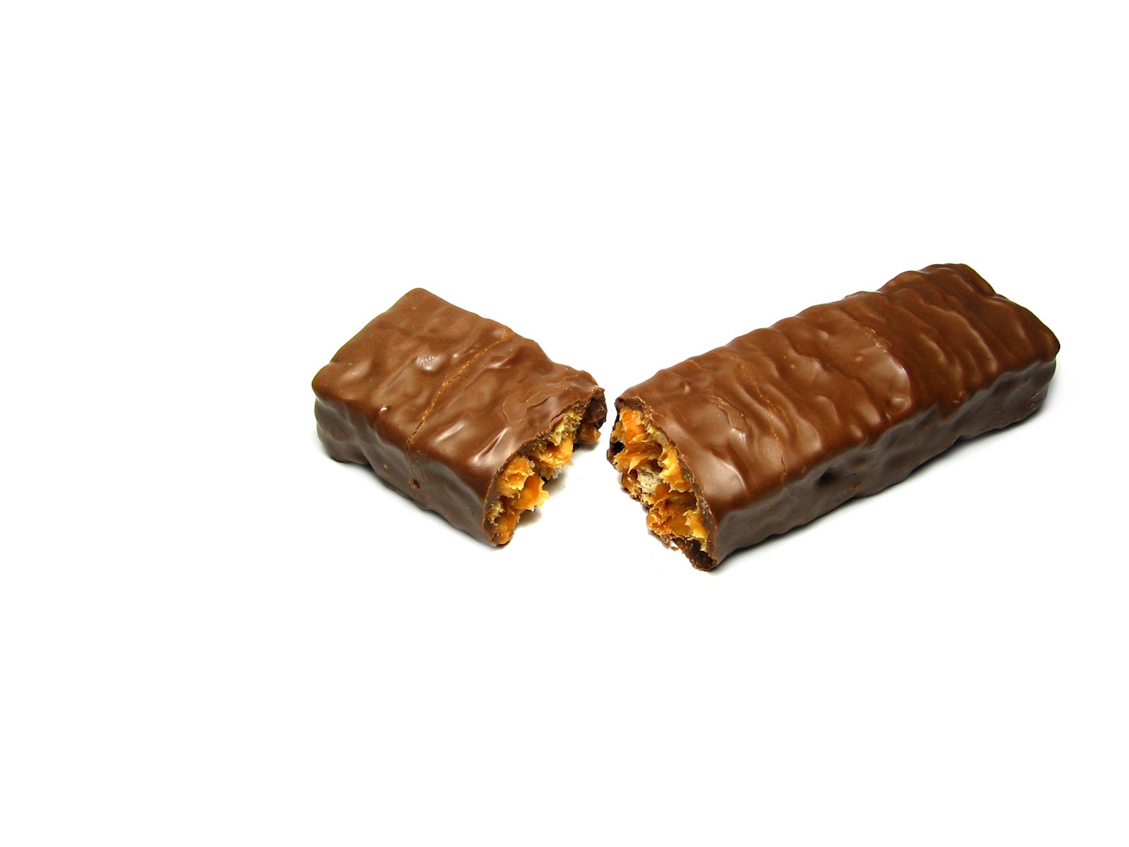 chocolate bar broken in half