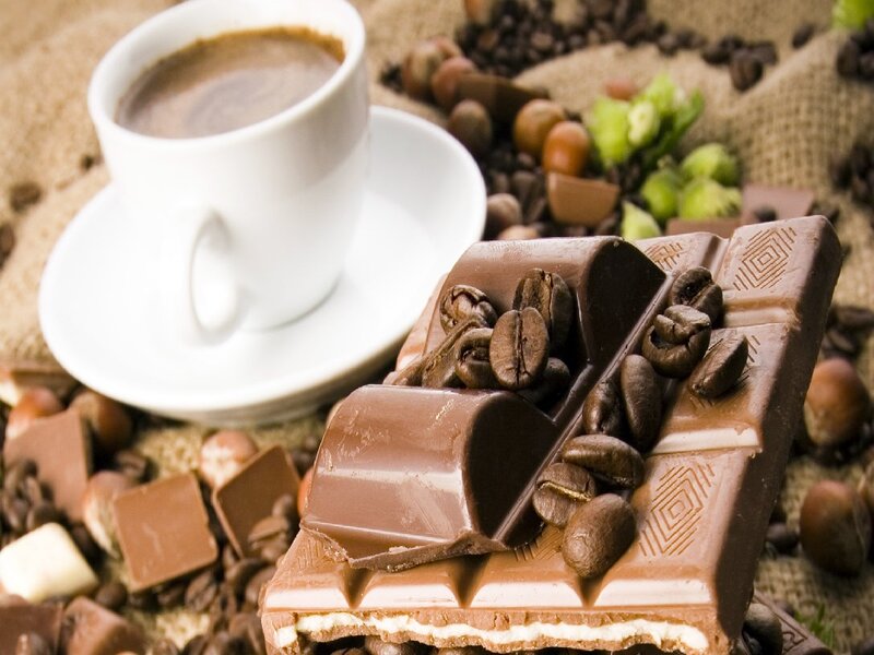 Chocolate Bar with Coffee — Brown, Cozy, Photograph