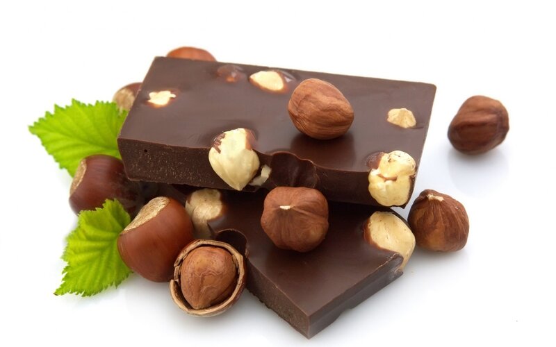 Chocolate Bar with Hazelnuts — Brown, Appetizing, Photograph