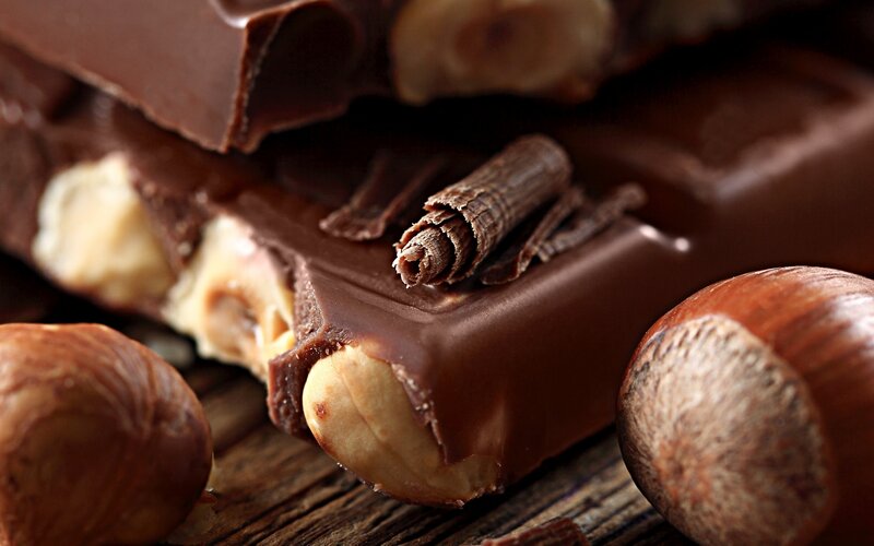 Chocolate Bar with Hazelnuts — Brown, Rich
