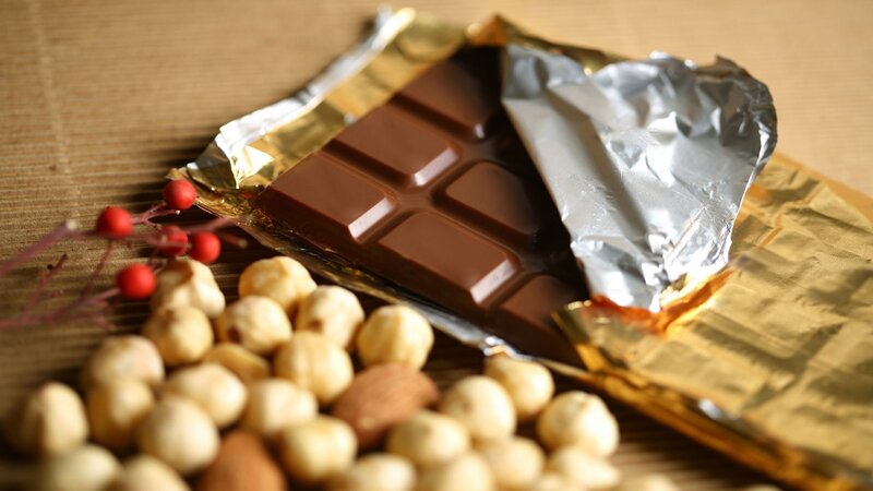 chocolate bar with hazelnuts