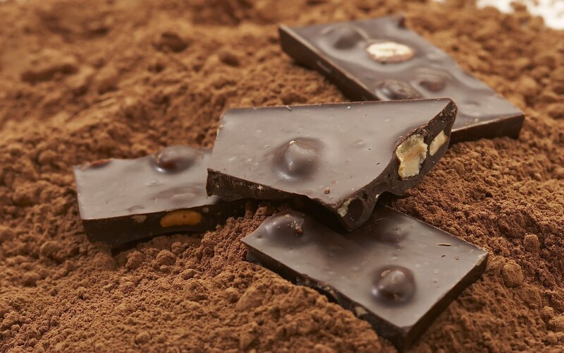 chocolate bars with cocoa powder