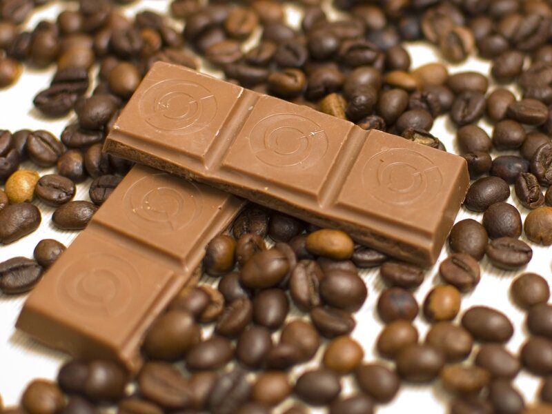 chocolate bars with coffee beans