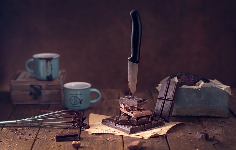 Chocolate Bars with Knife