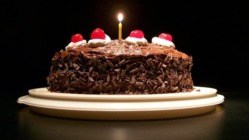 Chocolate Birthday Cake — Brown, Celebratory, Night