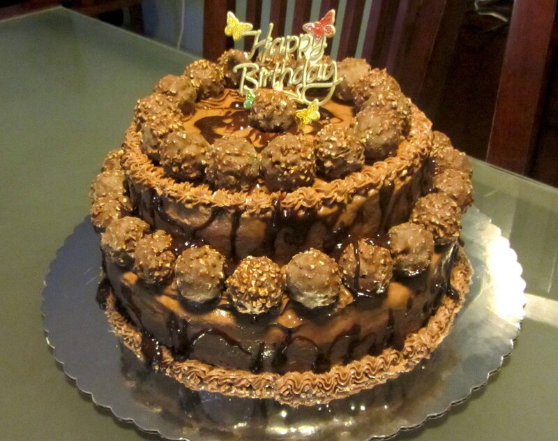 Chocolate Birthday Cake — Brown, Celebratory, Photograph